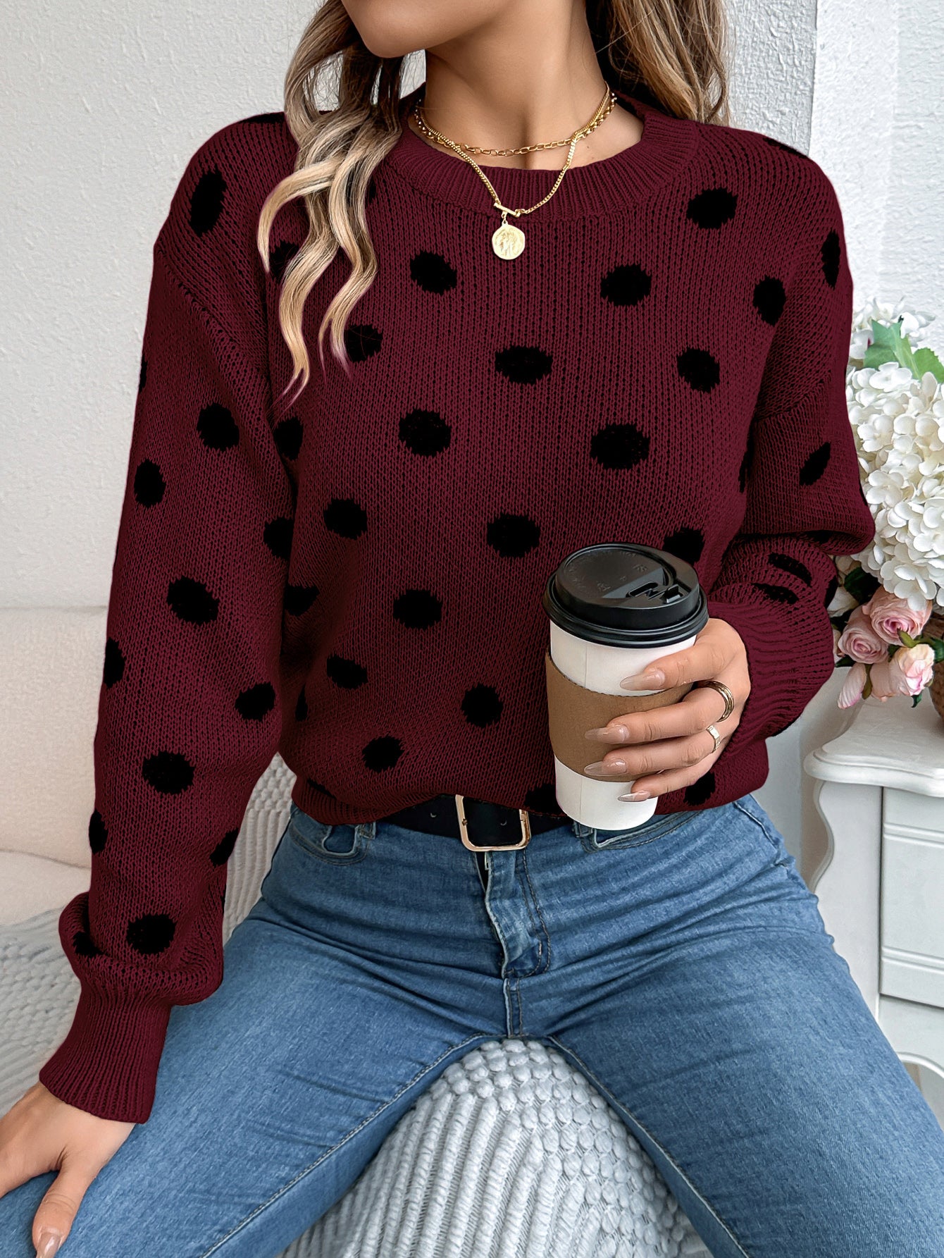 Color Block Polka Dot Sweater