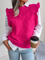Ruffled Diamond Knit Sweater Vest