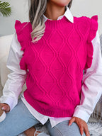 Ruffled Diamond Knit Sweater Vest
