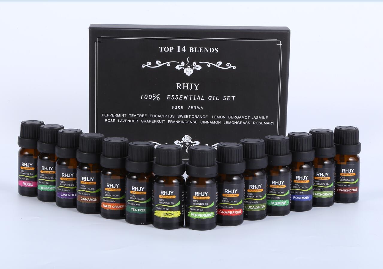 Aromatherapy Essential Oil Set – RHJY 14-Pack (10ml Bottles)