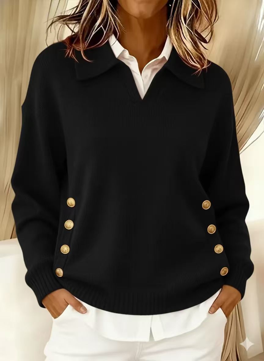 Collared Button Down Pullover Sweater