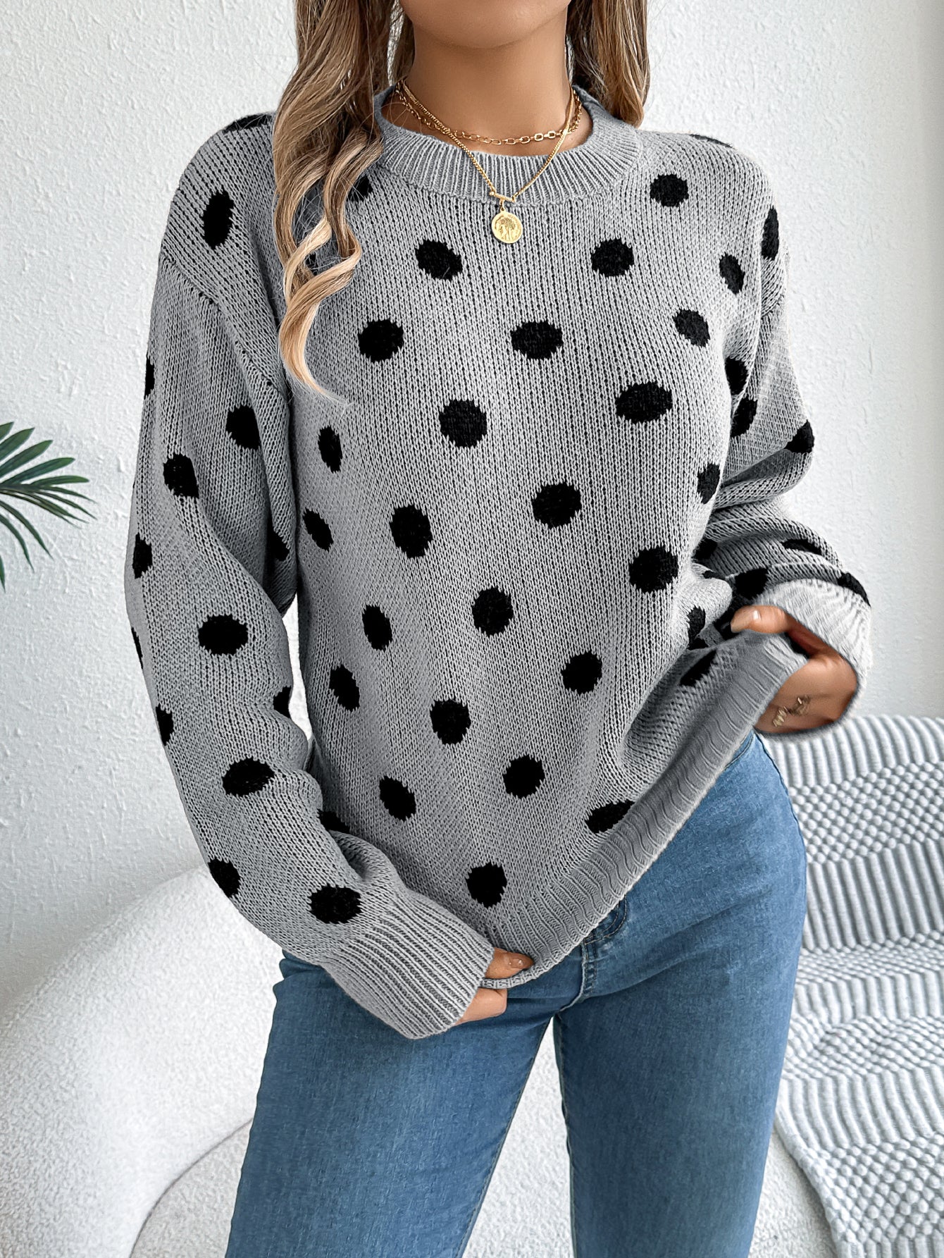 Color Block Polka Dot Sweater