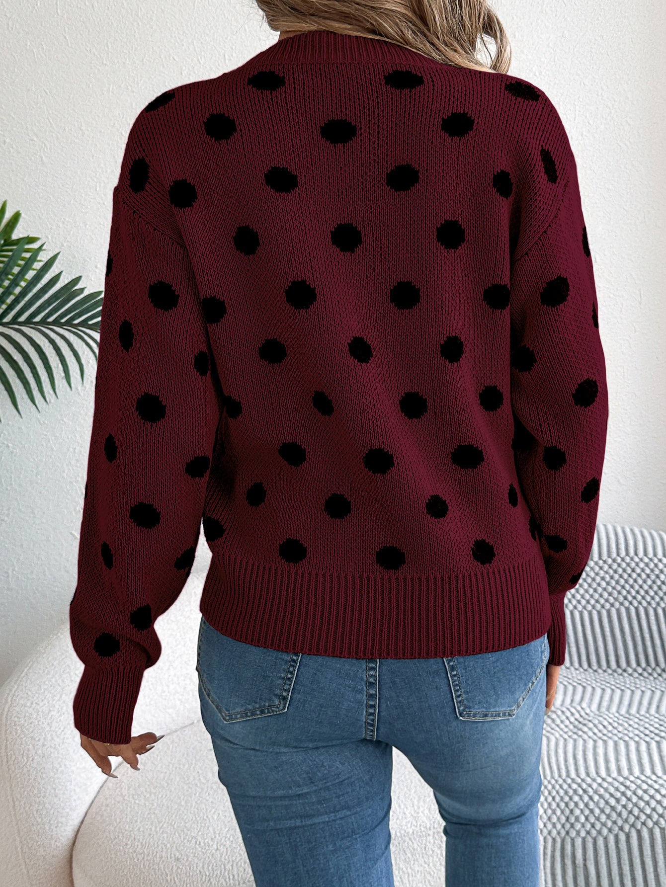 Color Block Polka Dot Sweater
