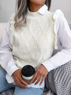 Ruffled Diamond Knit Sweater Vest