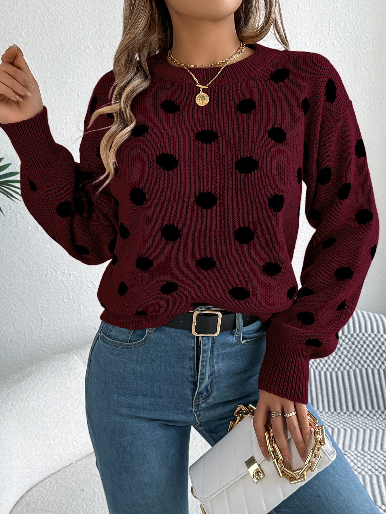 Color Block Polka Dot Sweater