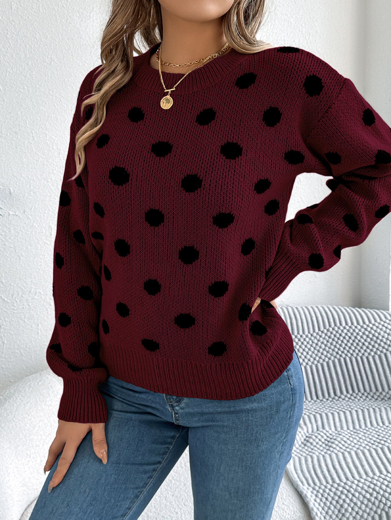 Color Block Polka Dot Sweater