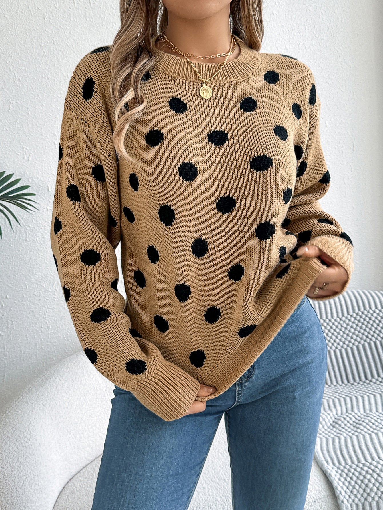 Color Block Polka Dot Sweater