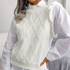 Ruffled Diamond Knit Sweater Vest